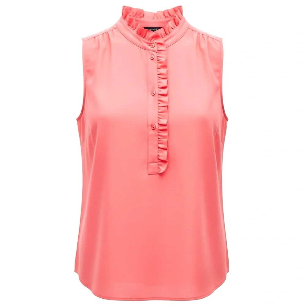 J. Crew Coral Sleeveless Ruffle Blouse
